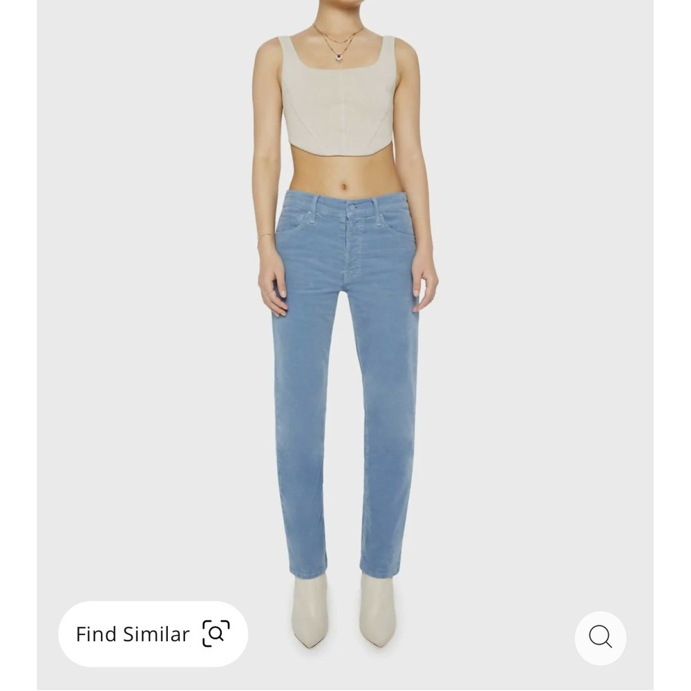 MOTHER The Mid Rise Hiker Hover Pants In‎ Blue Shadow Corduroy Women's Size 34